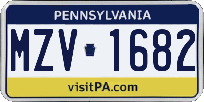 PA license plate MZV1682