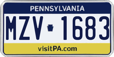 PA license plate MZV1683