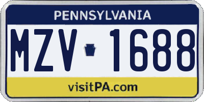 PA license plate MZV1688