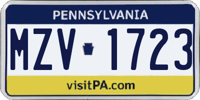 PA license plate MZV1723