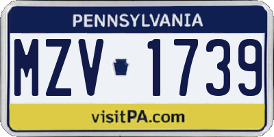 PA license plate MZV1739