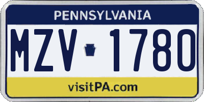PA license plate MZV1780