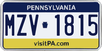 PA license plate MZV1815