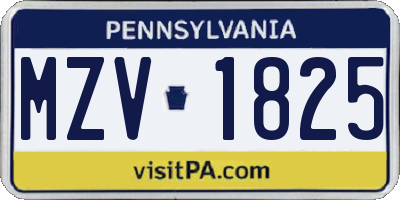 PA license plate MZV1825