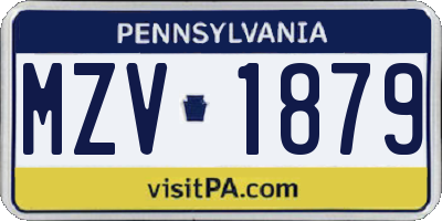 PA license plate MZV1879