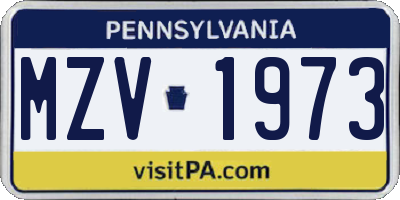 PA license plate MZV1973