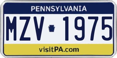 PA license plate MZV1975
