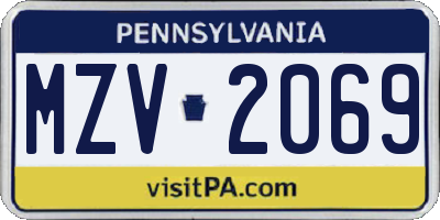 PA license plate MZV2069