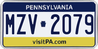 PA license plate MZV2079
