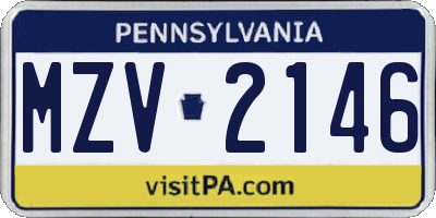 PA license plate MZV2146