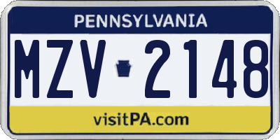 PA license plate MZV2148