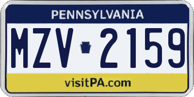 PA license plate MZV2159