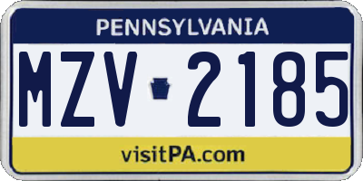 PA license plate MZV2185