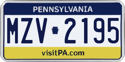 PA license plate MZV2195