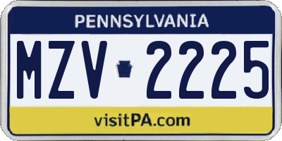 PA license plate MZV2225