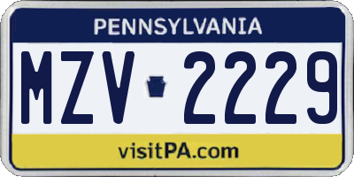 PA license plate MZV2229
