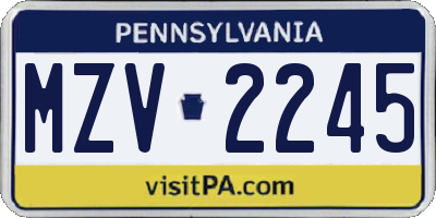 PA license plate MZV2245