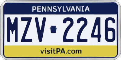 PA license plate MZV2246