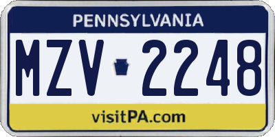 PA license plate MZV2248