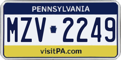 PA license plate MZV2249