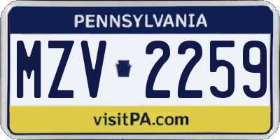 PA license plate MZV2259