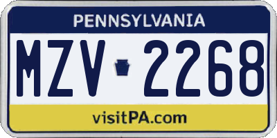 PA license plate MZV2268