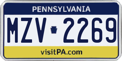 PA license plate MZV2269