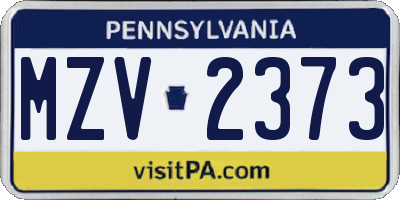 PA license plate MZV2373