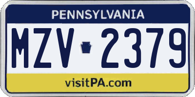 PA license plate MZV2379