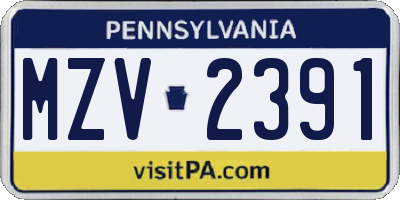 PA license plate MZV2391