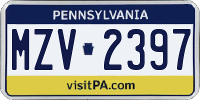 PA license plate MZV2397