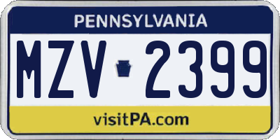 PA license plate MZV2399