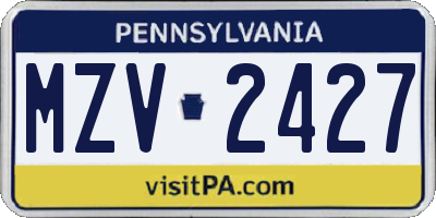PA license plate MZV2427