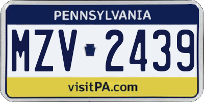 PA license plate MZV2439