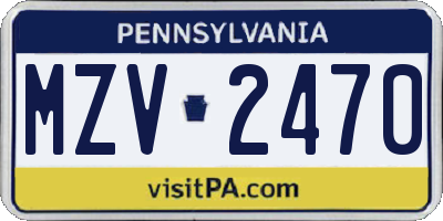 PA license plate MZV2470