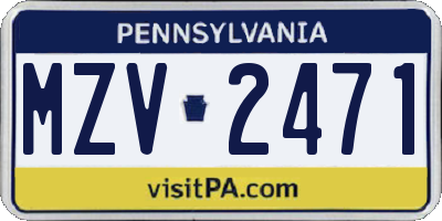 PA license plate MZV2471