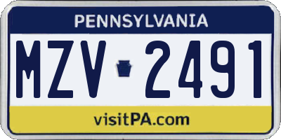 PA license plate MZV2491