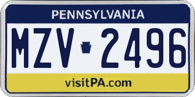 PA license plate MZV2496