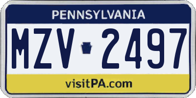 PA license plate MZV2497