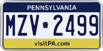 PA license plate MZV2499