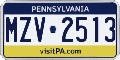 PA license plate MZV2513