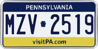 PA license plate MZV2519
