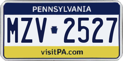 PA license plate MZV2527