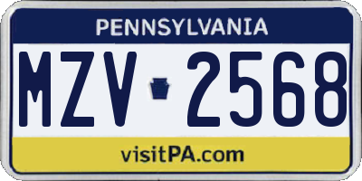 PA license plate MZV2568