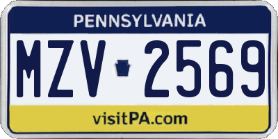 PA license plate MZV2569