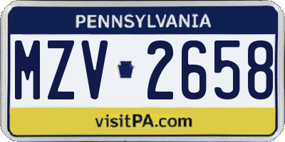 PA license plate MZV2658