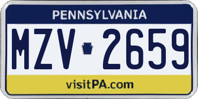 PA license plate MZV2659