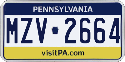 PA license plate MZV2664