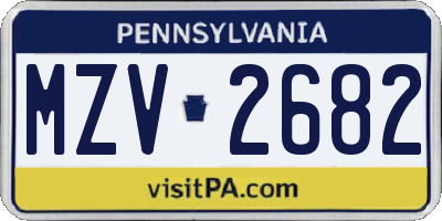 PA license plate MZV2682