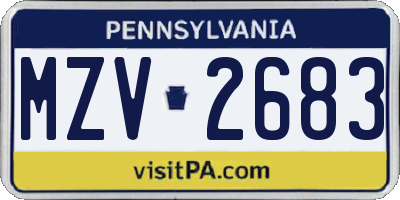 PA license plate MZV2683